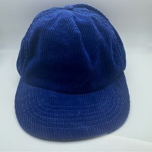 Vintage Blue Corduroy Snapback Hat SKM One Size Fits All Made in USA